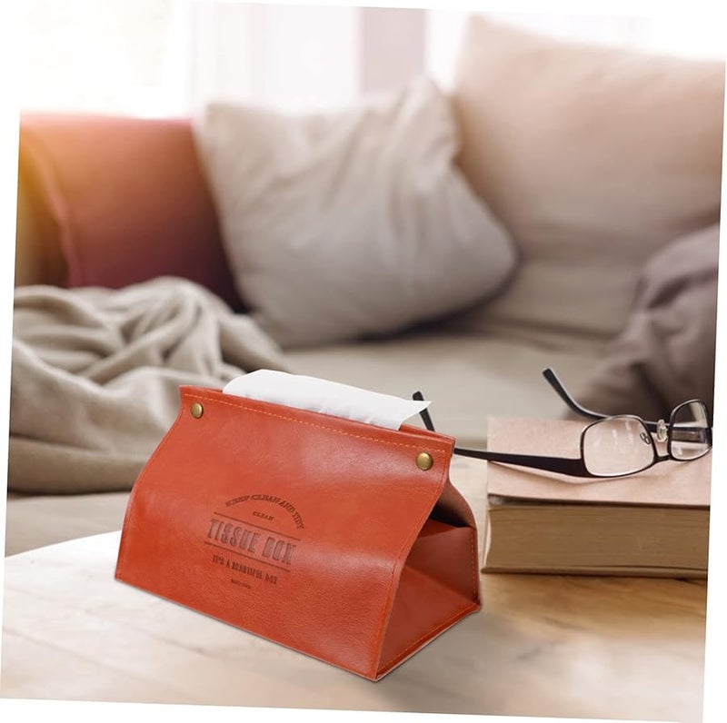 GARVALON Soft Leather Tissue Box Holder For Home And Car Stylish Napkin Storage Container - Image 2